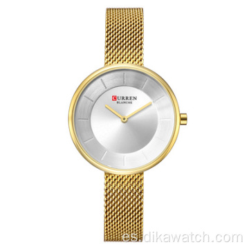 Nuevos relojes de mujer CURREN, reloj de pulsera de cuarzo de acero inoxidable de lujo de marca superior para mujer, reloj de pulsera creativo para mujer, reloj femenino